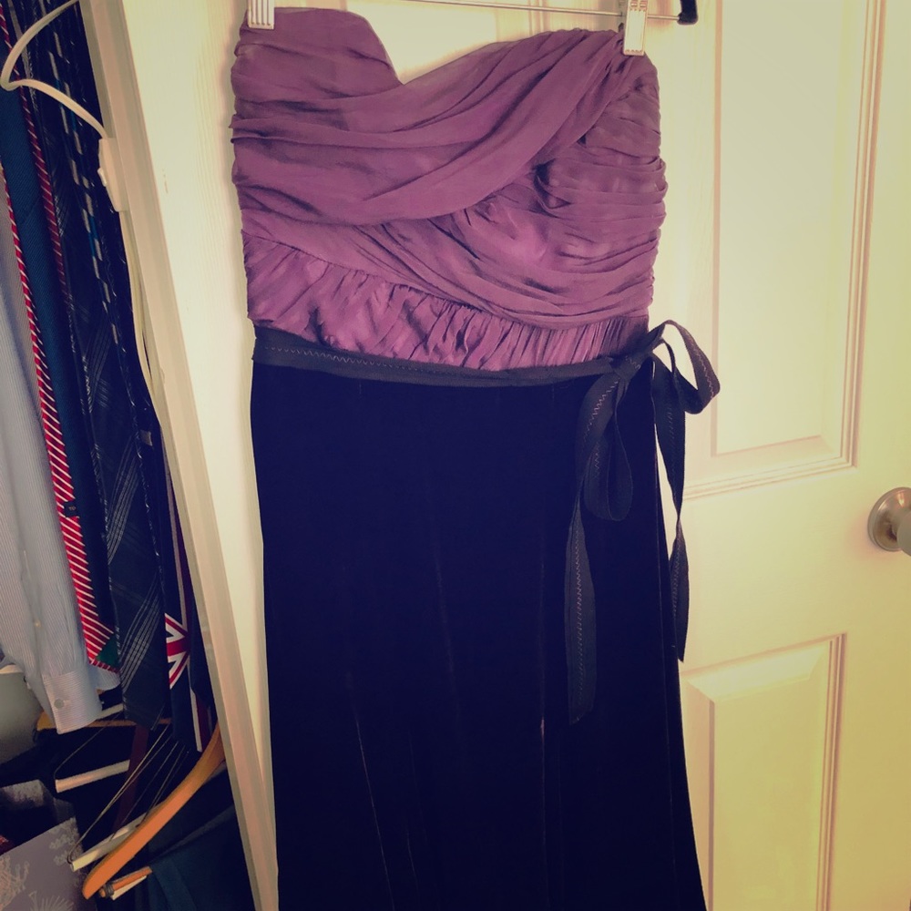 Vera wang chiffon and velvet purple dress